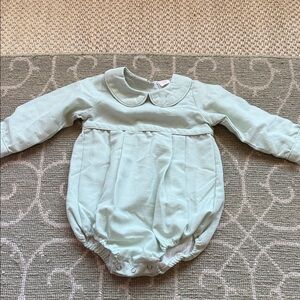 Stitchy Fish Green Baby Long Sleeve Bubble with Peter Pan Collar